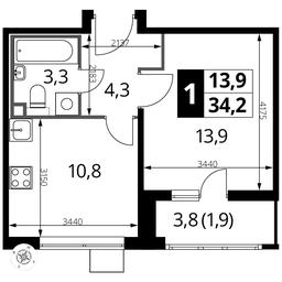 1-BD Apartment Sale, 34.2 sq. m. at Pervyi Lermontovskiy, zhiloy kompleks 1-y Lermontovskiy, Lyubertsy, Moscow Region, Russia #2 1-BD Apartment Sale, 34.2 sq. m. at Pervyi Lermontovskiy, zhiloy kompleks 1-y Lermontovskiy, Lyubertsy, Moscow Region, Russia #2