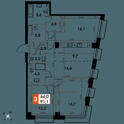 4-BD Apartment Sale, 91.1 sq. m. at Sydney City, Shenogina Street, 2, Moscow, Russia #2