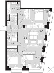 4-BD Apartment Sale, 91.1 sq. m. at Sydney City, Shenogina Street, 2, Moscow, Russia #3