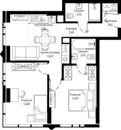 2-BD Apartment Sale, 58.09 sq. m. at Jois, 3rd Silikatny Drive, 10, Moscow, Russia #4