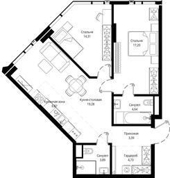 2-BD Apartment Sale, 74.54 sq. m. at Jois, 3rd Silikatny Drive, 10, Moscow, Russia #3 2-BD Apartment Sale, 74.54 sq. m. at Jois, 3rd Silikatny Drive, 10, Moscow, Russia #3