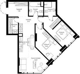 2-BD Apartment Sale, 76.57 sq. m. at Jois, 3rd Silikatny Drive, 10, Moscow, Russia #4