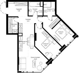2-BD Apartment Sale, 76.78 sq. m. at Jois, 3rd Silikatny Drive, 10, Moscow, Russia #4