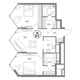 3-BD Apartment Sale, 83.2平方米 at Monblan, Shlyuzovaya Embankment, 2/1с1, Moscow, Russia #3 3-BD Apartment Sale, 83.2平方米 at Monblan, Shlyuzovaya Embankment, 2/1с1, Moscow, Russia #3