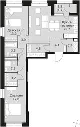 2-BD Apartment Sale, 83.6平方米 at Sky Garden, Stroitelny Drive, 9с6, Moscow, Russia #4