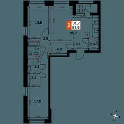 2-BD Apartment Sale, 83.6平方米 at Sky Garden, Stroitelny Drive, 9с6, Moscow, Russia #3 2-BD Apartment Sale, 83.6平方米 at Sky Garden, Stroitelny Drive, 9с6, Moscow, Russia #3