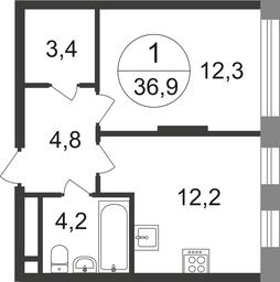 Apartment Sale, 36.9 sq. m. at Peredelkino Blizhnee, Korneya Chukovskogo Street, 1, Vnukovskoye Settlement, Moscow, Russia #2 Apartment Sale, 36.9 sq. m. at Peredelkino Blizhnee, Korneya Chukovskogo Street, 1, Vnukovskoye Settlement, Moscow, Russia #2