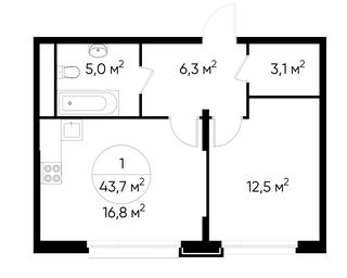 Apartment Sale, 43.7 sq. m. at Peredelkino Blizhnee, Korneya Chukovskogo Street, 1, Vnukovskoye Settlement, Moscow, Russia #2 Apartment Sale, 43.7 sq. m. at Peredelkino Blizhnee, Korneya Chukovskogo Street, 1, Vnukovskoye Settlement, Moscow, Russia #2