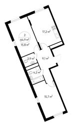2-BD Apartment Sale, 64.9平方米 at Peredelkino Blizhnee, Korneya Chukovskogo Street, 1, Vnukovskoye Settlement, Moscow, Russia #2 2-BD Apartment Sale, 64.9平方米 at Peredelkino Blizhnee, Korneya Chukovskogo Street, 1, Vnukovskoye Settlement, Moscow, Russia #2