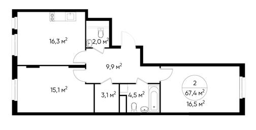 2-BD Apartment Sale, 67.4 sq. m. at Peredelkino Blizhnee, Korneya Chukovskogo Street, 1, Vnukovskoye Settlement, Moscow, Russia #2 2-BD Apartment Sale, 67.4 sq. m. at Peredelkino Blizhnee, Korneya Chukovskogo Street, 1, Vnukovskoye Settlement, Moscow, Russia #2