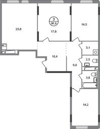 3-BD Apartment Sale, 98.9 sq. m. at Peredelkino Blizhnee, Korneya Chukovskogo Street, 1, Vnukovskoye Settlement, Moscow, Russia #2 3-BD Apartment Sale, 98.9 sq. m. at Peredelkino Blizhnee, Korneya Chukovskogo Street, 1, Vnukovskoye Settlement, Moscow, Russia #2