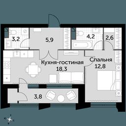 2-BD Apartment Sale, 52.6平方米 at Sky Garden, Stroitelny Drive, 9с6, Moscow, Russia #2 2-BD Apartment Sale, 52.6平方米 at Sky Garden, Stroitelny Drive, 9с6, Moscow, Russia #2