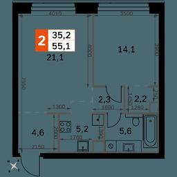 2-BD Apartment Sale, 55.1 sq. m. at Amber City, 3rd Khoroshyovsky Drive, 3А, Moscow, Russia #2 2-BD Apartment Sale, 55.1 sq. m. at Amber City, 3rd Khoroshyovsky Drive, 3А, Moscow, Russia #2