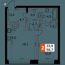 2-BD Apartment Sale, 59.7 sq. m. at Amber City, 3rd Khoroshyovsky Drive, 3А, Moscow, Russia #2 2-BD Apartment Sale, 59.7 sq. m. at Amber City, 3rd Khoroshyovsky Drive, 3А, Moscow, Russia #2