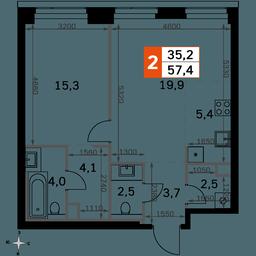 2-BD Apartment Sale, 57.4 sq. m. at Amber City, 3rd Khoroshyovsky Drive, 3А, Moscow, Russia #2 2-BD Apartment Sale, 57.4 sq. m. at Amber City, 3rd Khoroshyovsky Drive, 3А, Moscow, Russia #2