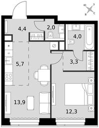 2-BD Apartment Sale, 45.6平方米 at Amber City, 3rd Khoroshyovsky Drive, 3А, Moscow, Russia #3 2-BD Apartment Sale, 45.6平方米 at Amber City, 3rd Khoroshyovsky Drive, 3А, Moscow, Russia #3
