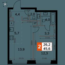 2-BD Apartment Sale, 45.6平方米 at Amber City, 3rd Khoroshyovsky Drive, 3А, Moscow, Russia #2 2-BD Apartment Sale, 45.6平方米 at Amber City, 3rd Khoroshyovsky Drive, 3А, Moscow, Russia #2