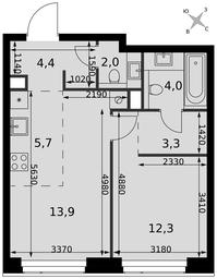 2-BD Apartment Sale, 45.6 sq. m. at Amber City, 3rd Khoroshyovsky Drive, 3А, Moscow, Russia #4