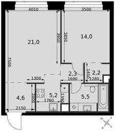 2-BD Apartment Sale, 54.8平方米 at Amber City, 3rd Khoroshyovsky Drive, 3А, Moscow, Russia #4