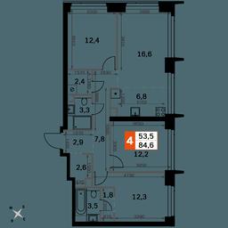 4-BD Apartment Sale, 84.6平方米 at Amber City, 3rd Khoroshyovsky Drive, 3А, Moscow, Russia #2 4-BD Apartment Sale, 84.6平方米 at Amber City, 3rd Khoroshyovsky Drive, 3А, Moscow, Russia #2