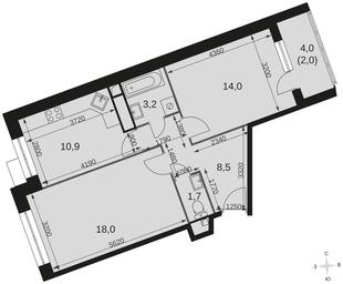 2-BD Apartment Sale, 58.1 sq. m. at Datskiy Kvartal, Datskiy Kvartal Residential Complex, posyolok Nagornoye, Mytishi Urban District, Moscow Region, Russia #4