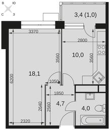 1-BD Apartment Sale, 37.8 sq. m. at Datskiy Kvartal, Datskiy Kvartal Residential Complex, posyolok Nagornoye, Mytishi Urban District, Moscow Region, Russia #4