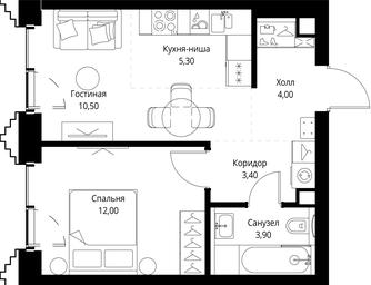 1-BD Apartment Sale, 39.1平方米 at SET, Vereyskaya Street, Moscow, Russia #4