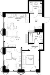 2-BD Apartment Sale, 64平方米 at SET, Vereyskaya Street, Moscow, Russia #4