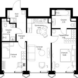 2-BD Apartment Sale, 63.3平方米 at SET, Vereyskaya Street, Moscow, Russia #3 2-BD Apartment Sale, 63.3平方米 at SET, Vereyskaya Street, Moscow, Russia #3