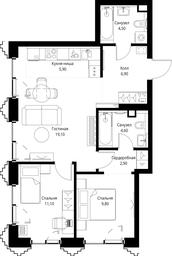 2-BD Apartment Sale, 64.8平方米 at SET, Vereyskaya Street, Moscow, Russia #2 2-BD Apartment Sale, 64.8平方米 at SET, Vereyskaya Street, Moscow, Russia #2