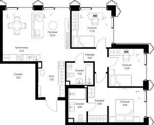 3-BD Apartment Sale, 85.6 sq. m. at SET, Vereyskaya Street, Moscow, Russia #4