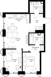2-BD Apartment Sale, 63.7平方米 at SET, Vereyskaya Street, Moscow, Russia #4