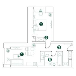 1-BD Apartment Sale, 48.7 sq. m. at Very, Botanicheskaya Street, 29, Moscow, Russia #3