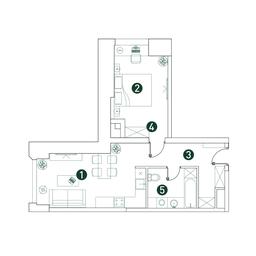 1-BD Apartment Sale, 48.7 sq. m. at Very, Botanicheskaya Street, 29, Moscow, Russia #2