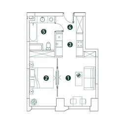1-BD Apartment Sale, 40.7 sq. m. at Very, Botanicheskaya Street, 29, Moscow, Russia #2