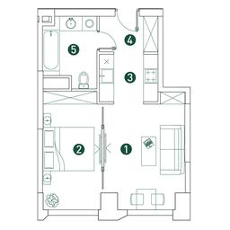 1-BD Apartment Sale, 40.7 sq. m. at Very, Botanicheskaya Street, 29, Moscow, Russia #3