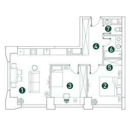 2-BD Apartment Sale, 61.3平方米 at Very, Botanicheskaya Street, 29, Moscow, Russia #3 2-BD Apartment Sale, 61.3平方米 at Very, Botanicheskaya Street, 29, Moscow, Russia #3
