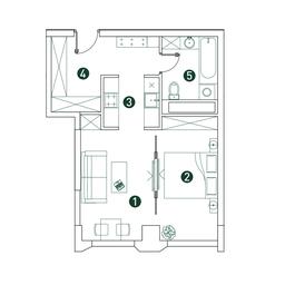 1-BD Apartment Sale, 43.8 sq. m. at Very, Botanicheskaya Street, 29, Moscow, Russia #2