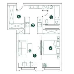 1-BD Apartment Sale, 43.8 sq. m. at Very, Botanicheskaya Street, 29, Moscow, Russia #3