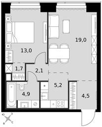 2-BD Apartment Sale, 50.4平方米 at Amber City, 3rd Khoroshyovsky Drive, 3А, Moscow, Russia #3 2-BD Apartment Sale, 50.4平方米 at Amber City, 3rd Khoroshyovsky Drive, 3А, Moscow, Russia #3