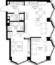 2-BD Apartment Sale, 71 sq. m. at Symphony 34, 2nd Khutorskaya Street, 38А, Moscow, Russia #3