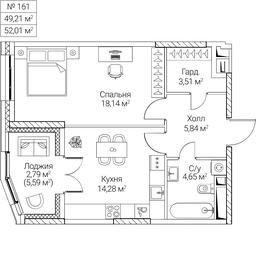 1-BD Apartment Sale, 49.21平方米 at SEZAR CITY, 2nd Khoroshyovsky Drive, Moscow, Russia #4
