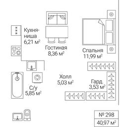 1-BD Apartment Sale, 40.97 sq. m. at SEZAR CITY, 2nd Khoroshyovsky Drive, Moscow, Russia #4