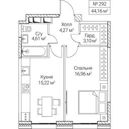1-BD Apartment Sale, 44.16 sq. m. at SEZAR CITY, 2nd Khoroshyovsky Drive, Moscow, Russia #4