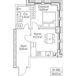 1-BD Apartment Sale, 36.65 sq. m. at SEZAR CITY, 2nd Khoroshyovsky Drive, Moscow, Russia #4