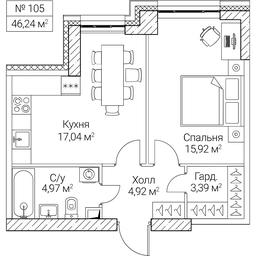 1-BD Apartment Sale, 46.24 sq. m. at SEZAR CITY, 2nd Khoroshyovsky Drive, Moscow, Russia #4