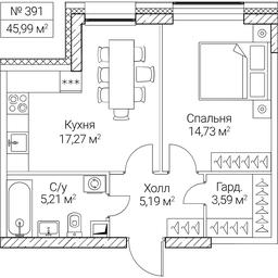 1-BD Apartment Sale, 45.99 sq. m. at SEZAR CITY, 2nd Khoroshyovsky Drive, Moscow, Russia #4