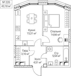 1-BD Apartment Sale, 43.18 sq. m. at SEZAR CITY, 2nd Khoroshyovsky Drive, Moscow, Russia #4