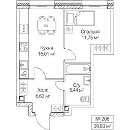 1-BD Apartment Sale, 39.83 sq. m. at SEZAR CITY, 2nd Khoroshyovsky Drive, Moscow, Russia #4