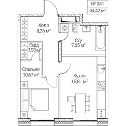 1-BD Apartment Sale, 44.42平方米 at SEZAR CITY, 2nd Khoroshyovsky Drive, Moscow, Russia #4